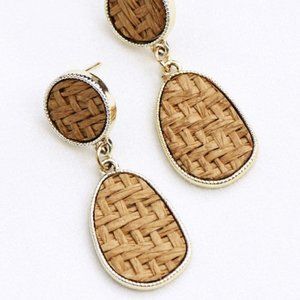 NWT Woven Rattan Drop Earrings